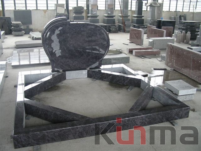 European absolute black granite tombstone