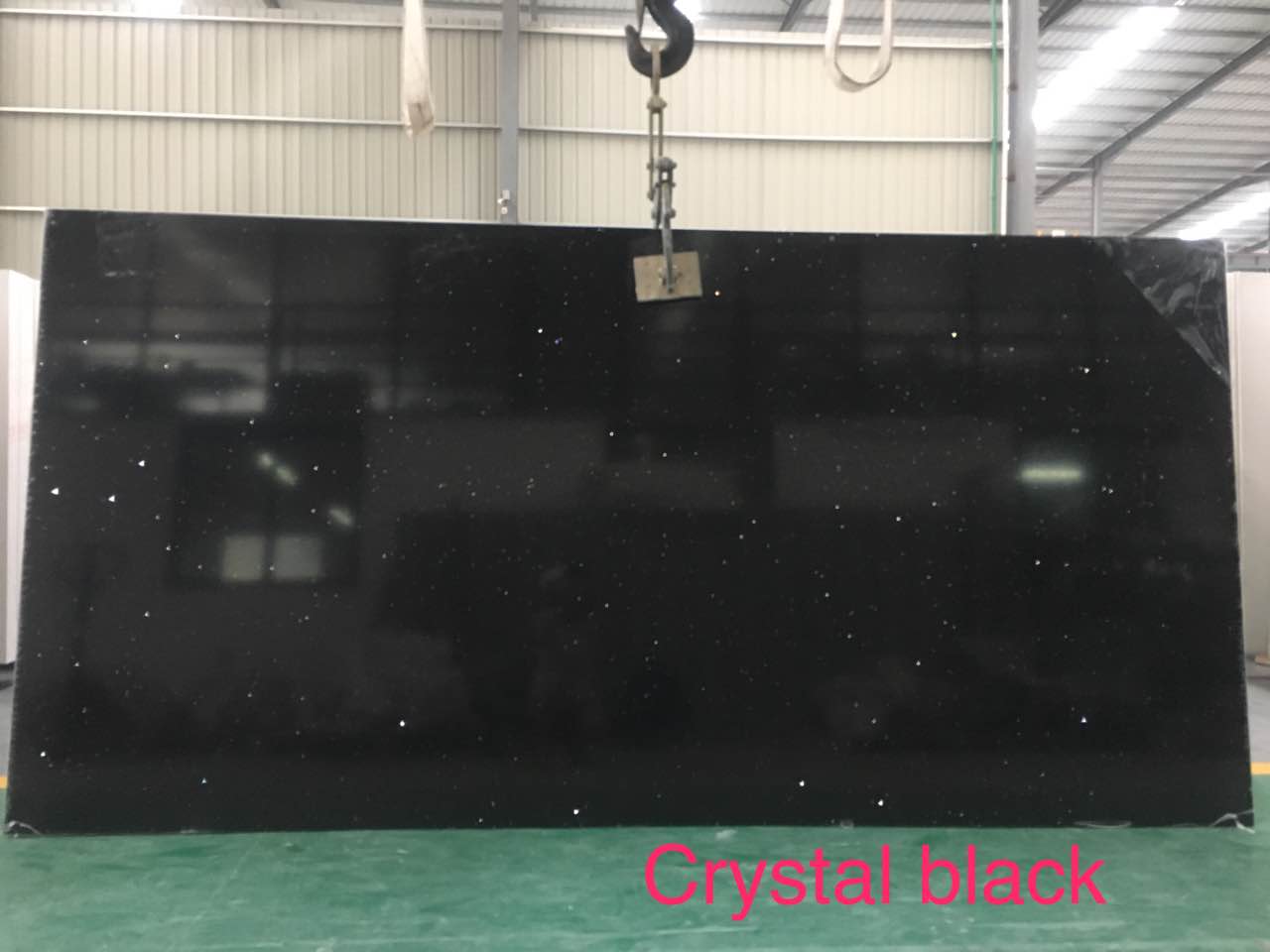 Crystal black quartz slab