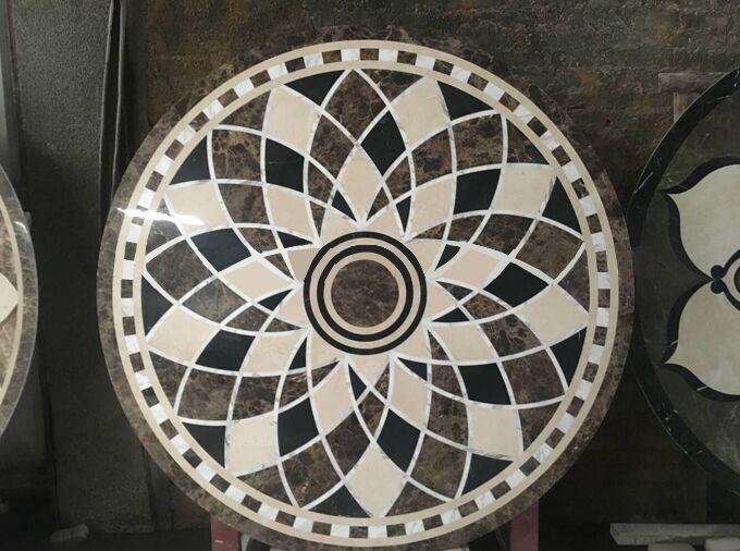 custom white  marble brass inlay waterjet mosaic tile