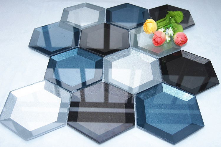 3D hexagon glass mosaic tile