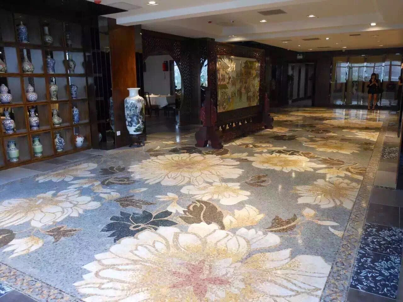 Interior glossy brown marble design mosaic
