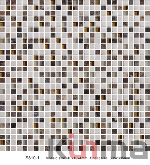 Gold and crystal mixed color glass mosaic for KTV