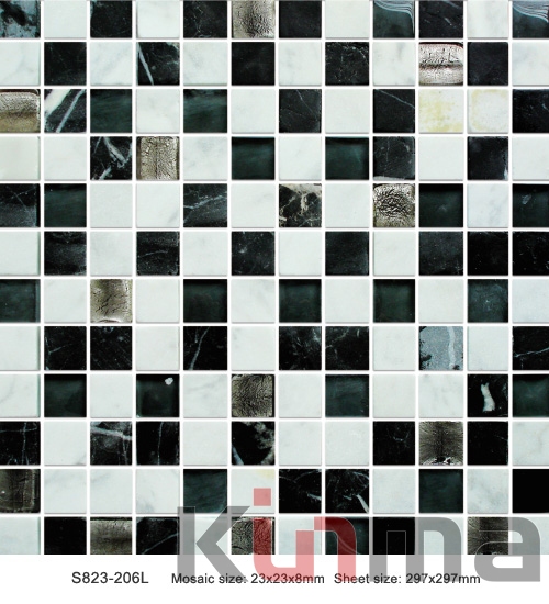 Black and white glass mosaic